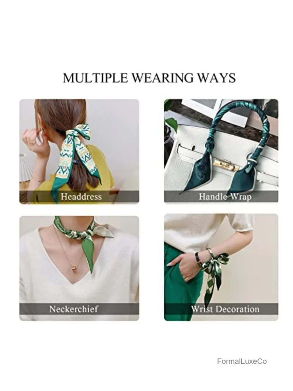 Skinny Silk Scarf Women Easy Pull-Through Narrow Long Neckerchief French Retro